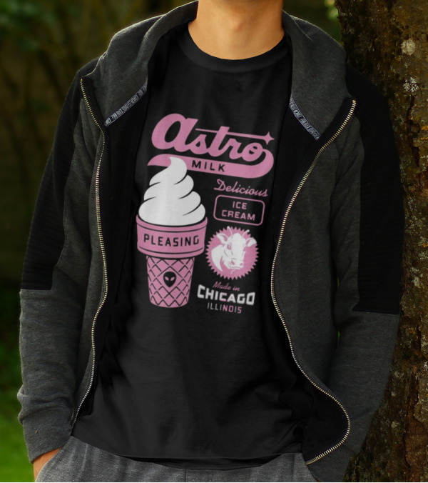 Astro Milk Delicious Ice Cream Pleasing Made In Chicago Illinois T-Shirt