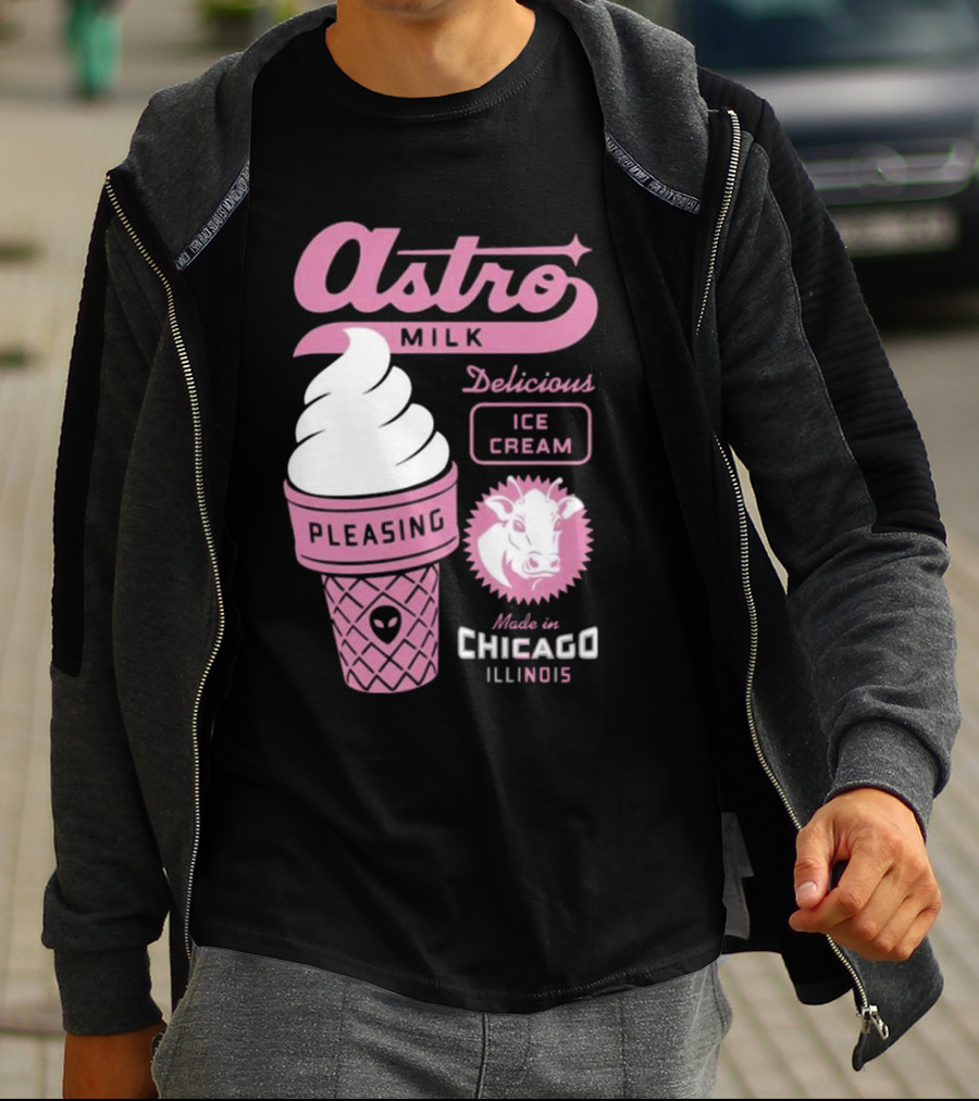 Astro Milk Delicious Ice Cream Pleasing Made In Chicago Illinois T-Shirt