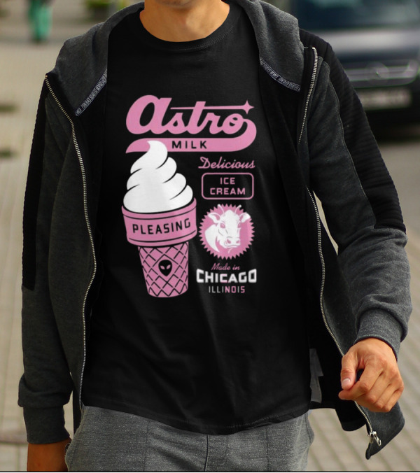 Astro Milk Delicious Ice Cream Pleasing Made In Chicago Illinois T-Shirt
