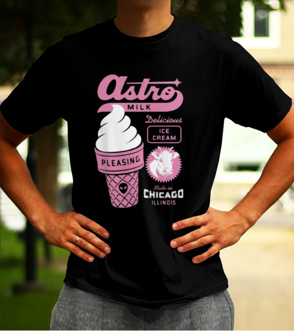 Astro Milk Delicious Ice Cream Pleasing Made In Chicago Illinois T-Shirt