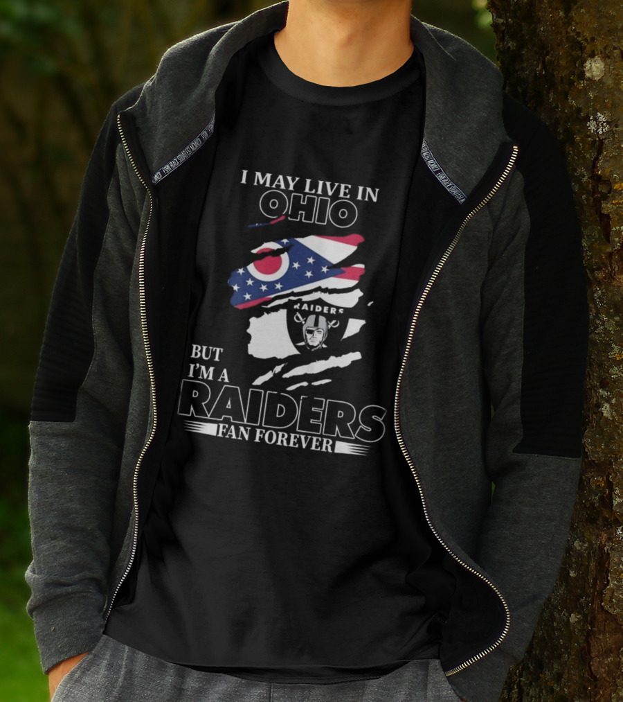 Ohio Resident Lifelong Las Vegas Raiders Fan With Ohio Flag And Raiders T-Shirt