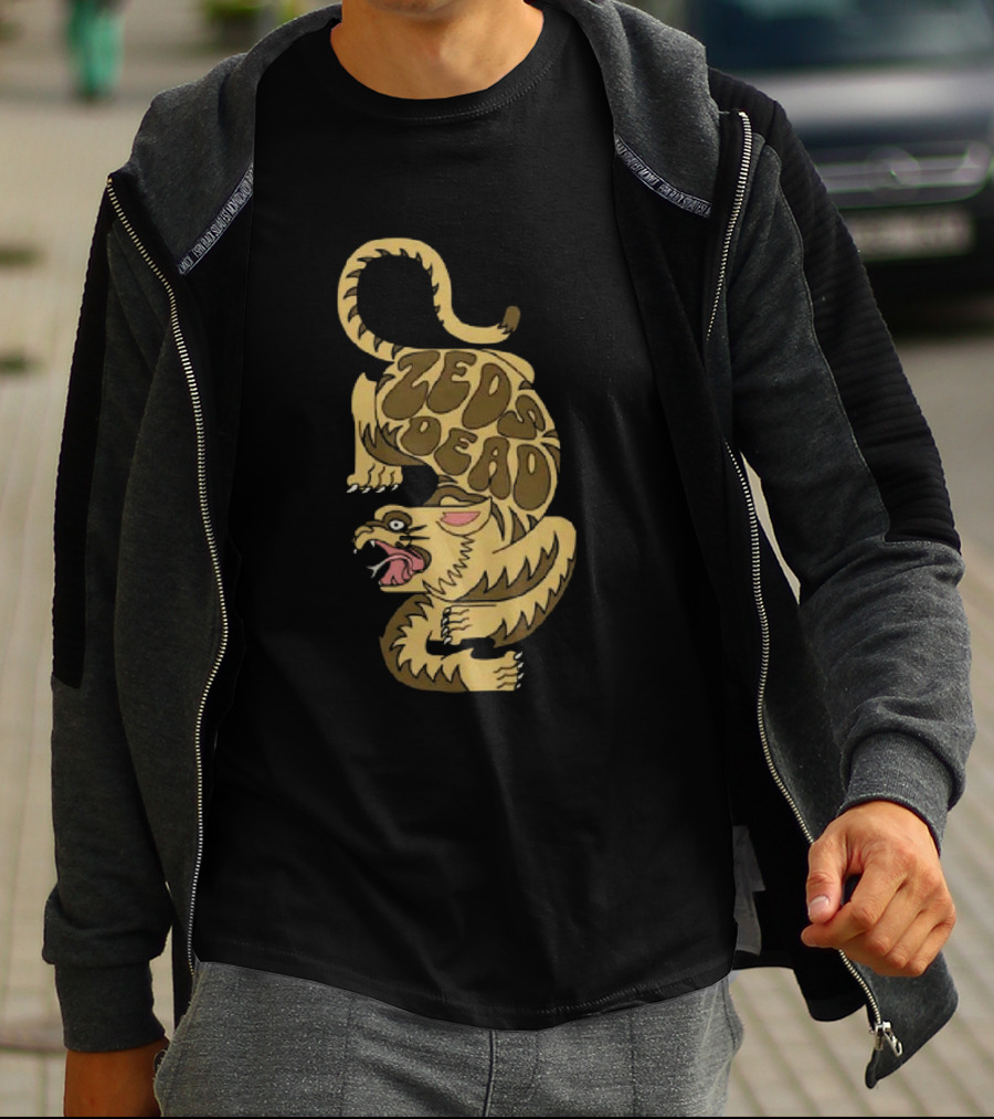 Zeds Dead Luxfury Black Retro Tiger Design Zeds Dead T-Shirt