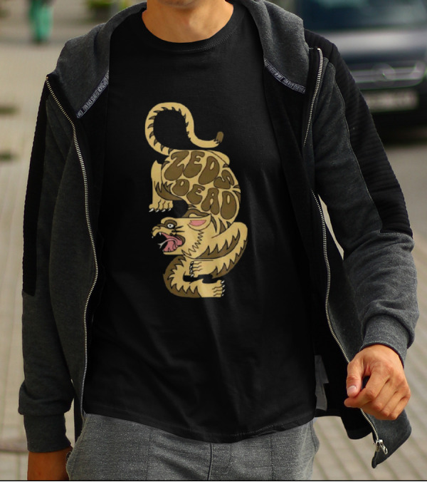 Zeds Dead Luxfury Black Retro Tiger Design Zeds Dead T-Shirt