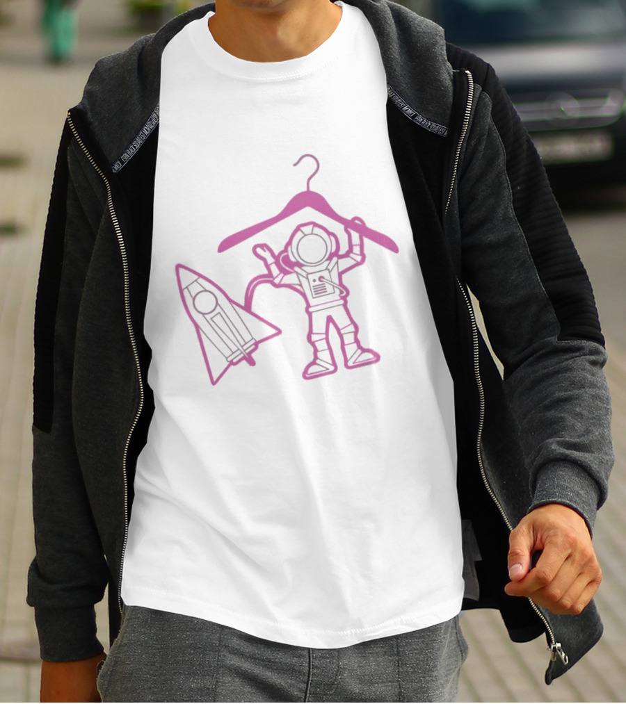 Space Avenue Astronaut Status Spacesuit Hanger Rocket T-Shirt