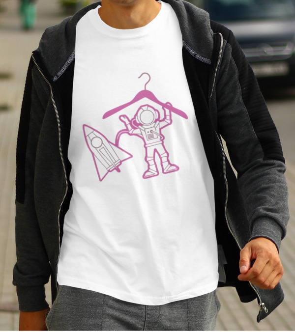 Space Avenue Astronaut Status Spacesuit Hanger Rocket T-Shirt