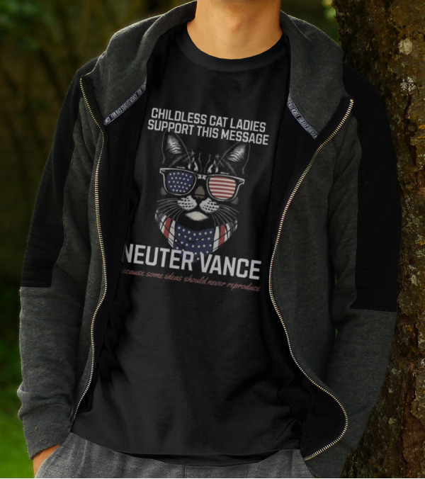 Childless Cat Ladies Support This Message Neuter Vance Patriotic Sunglasses Cat T-Shirt