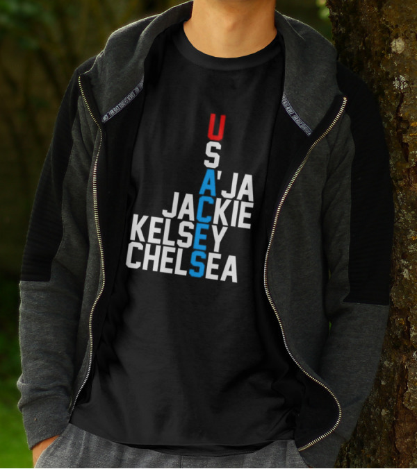 Usaces A’ja Jackie Kelsey Chelsea Team Names Vertical Arrangement T-Shirt