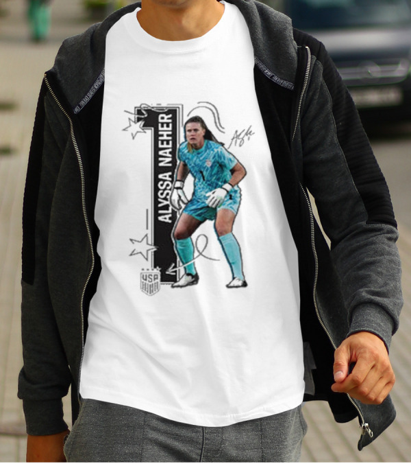 USWNT Alyssa Naeher Number One Star Keeper Signature T-Shirt