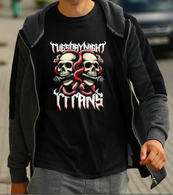 Jason Solomon Tuesday Night Titans Skulls And Snakes Microphone T-Shirt