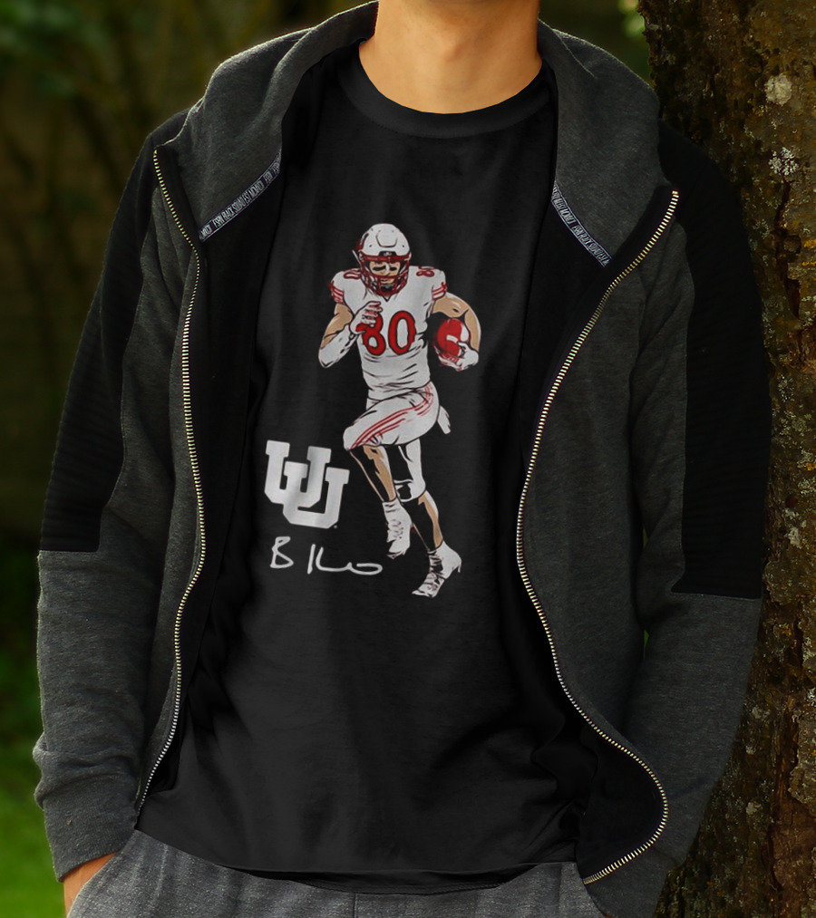 Brant Kuithe Utah Football Number 80 Superstar Pose With UW T-Shirt