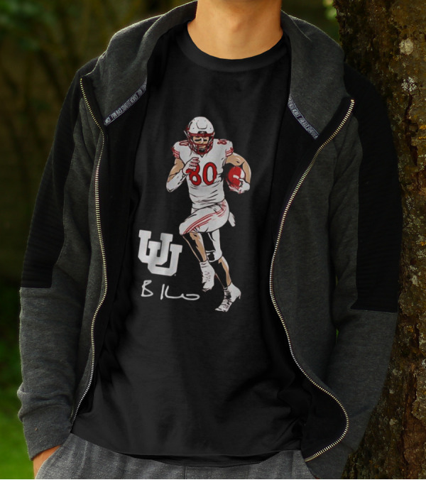 Brant Kuithe Utah Football Number 80 Superstar Pose With UW T-Shirt