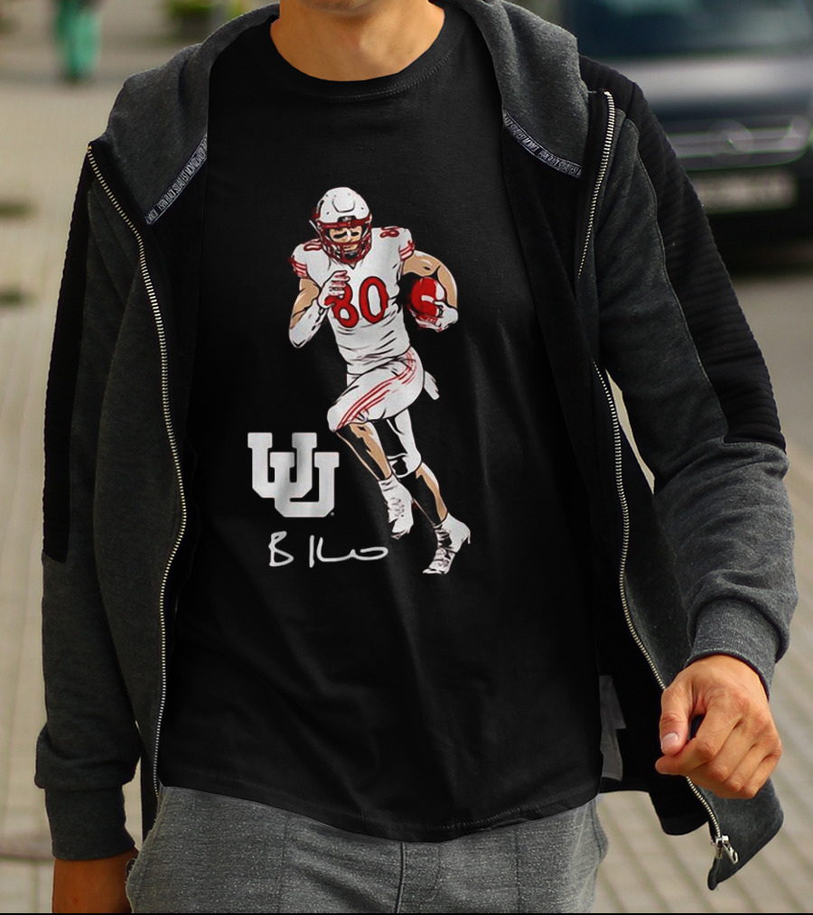 Brant Kuithe Utah Football Number 80 Superstar Pose With UW T-Shirt
