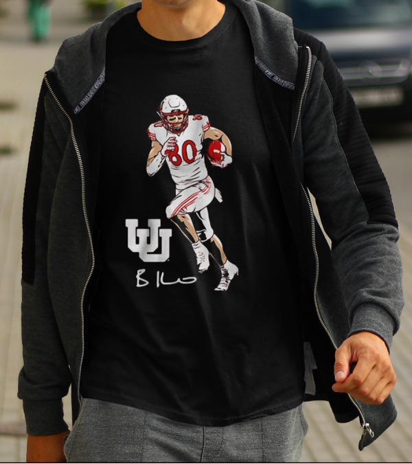 Brant Kuithe Utah Football Number 80 Superstar Pose With UW T-Shirt