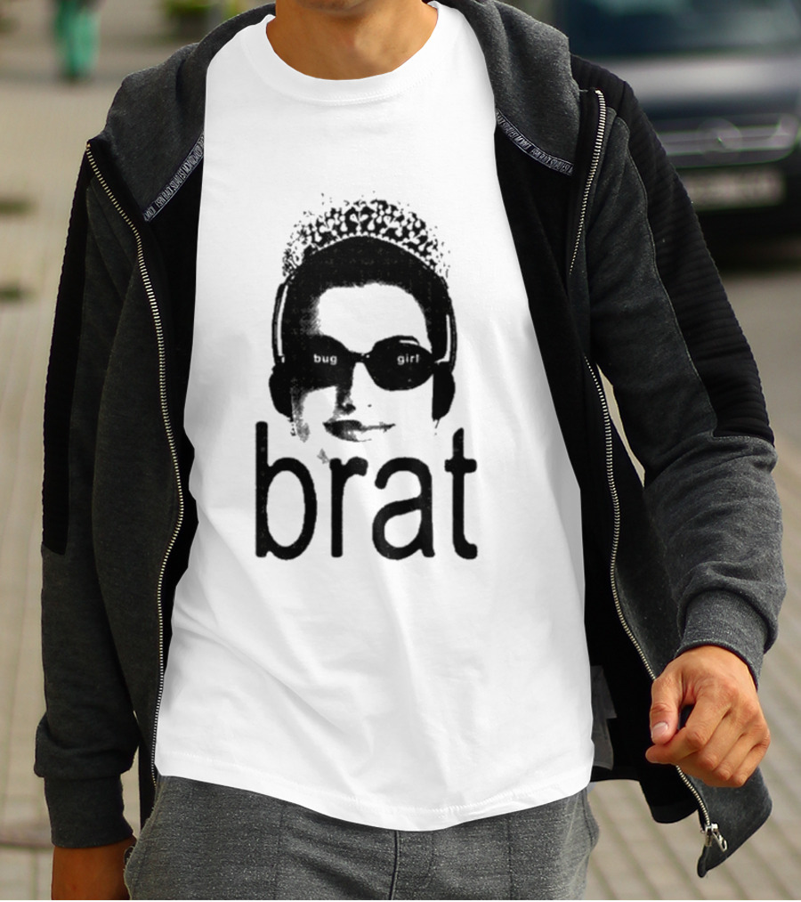 Brat Bug Girl Sunglasses And Headphones Tiara T-Shirt