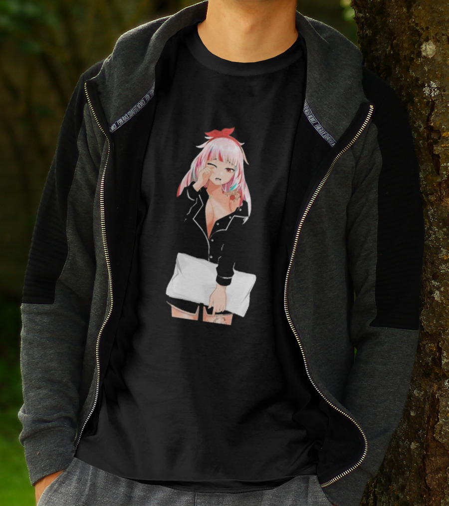 Fefe August Anime Character With Red Bow And Black T-Shirt