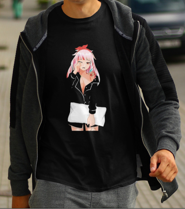 Fefe August Anime Character With Red Bow And Black T-Shirt