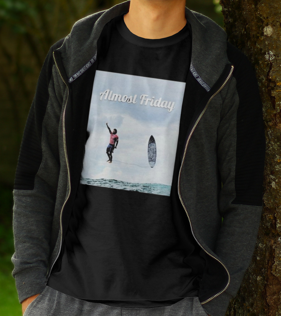 Almost Friday Surfer In The Sky With Ocean Waves T-Shirt