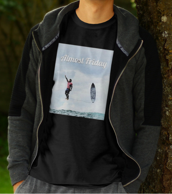 Almost Friday Surfer In The Sky With Ocean Waves T-Shirt