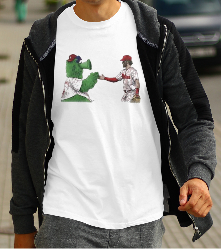 Best Friends The Phillies Phanatic And His Pookie Handshake Moment T-Shirt