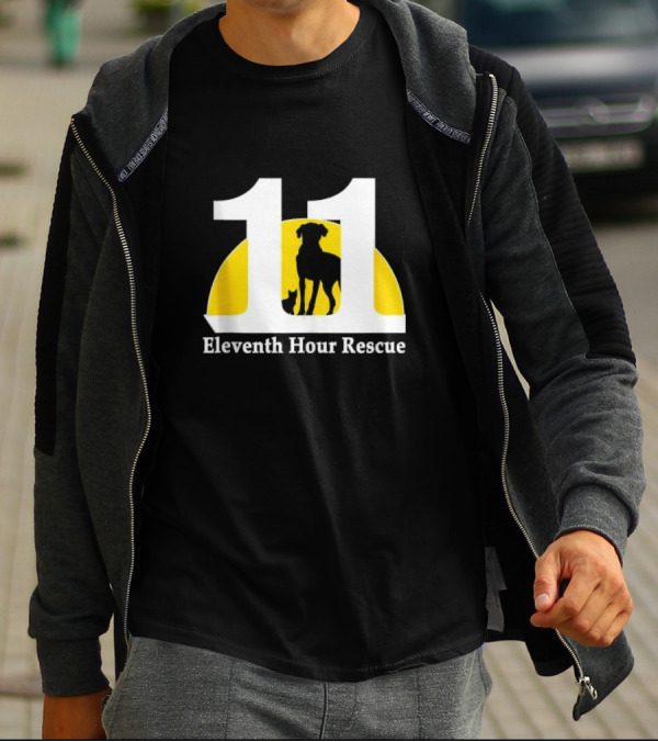 Eleventh Hour Rescue 11 Dog And Cat Silhouette In Yellow Circle T-Shirt