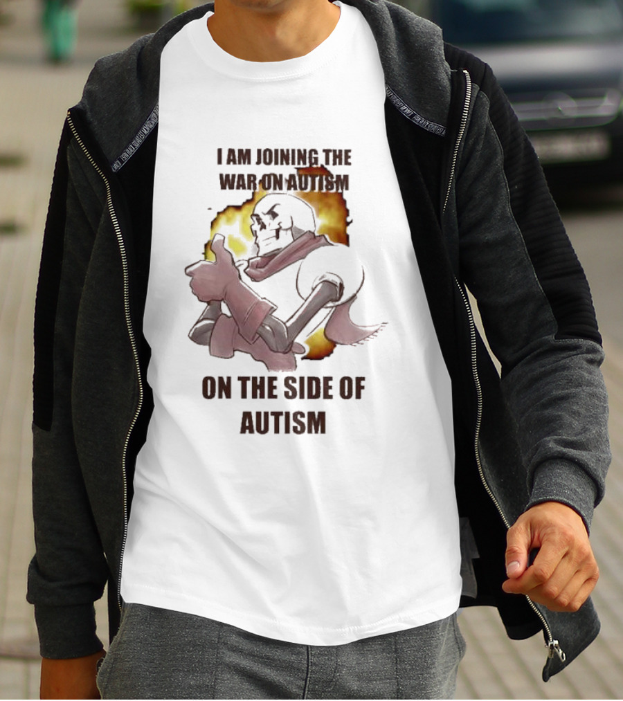 Joining The War On Autism On The Side Of Autism Thumbs Up Flame Background T-Shirt