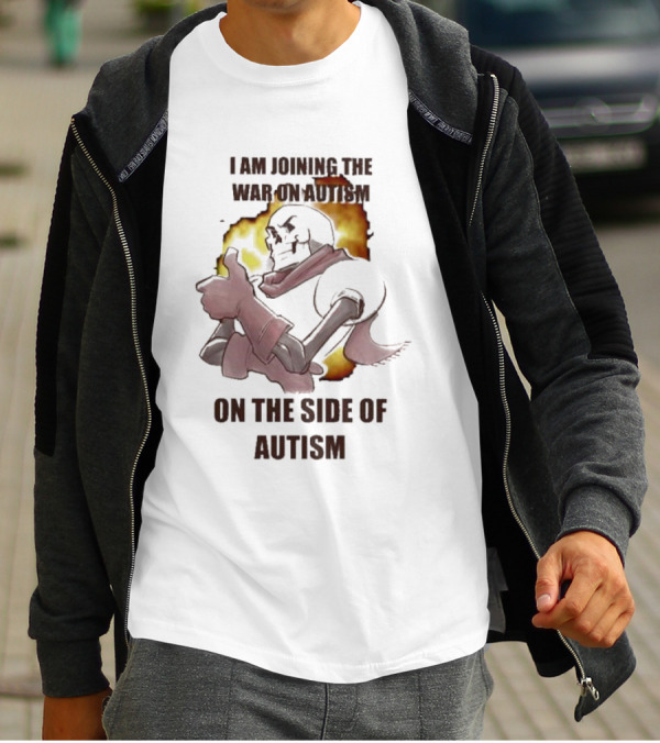 Joining The War On Autism On The Side Of Autism Thumbs Up Flame Background T-Shirt