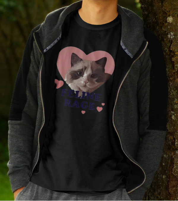 Feline Rage Cat Heart Face T-Shirt