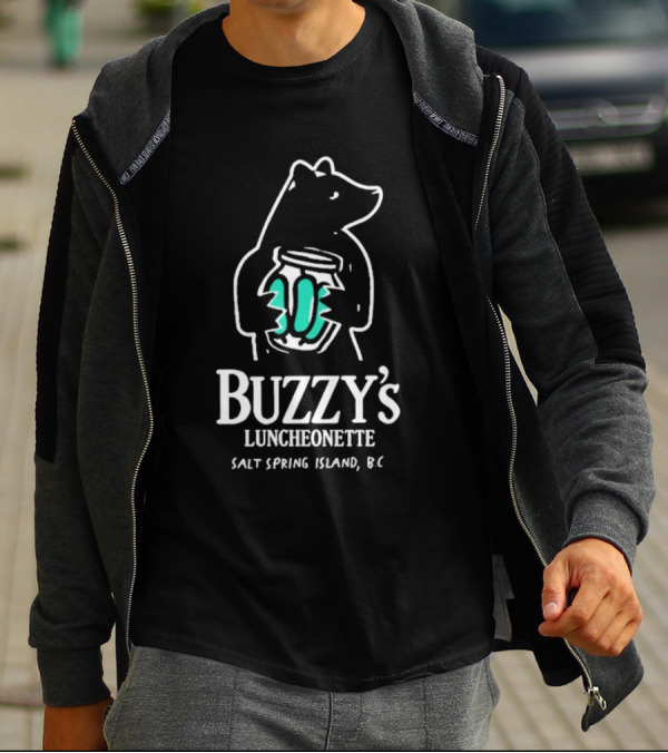 Buzzy’s Luncheonette Bear Holding Jar Salt Spring Island BC T-Shirt