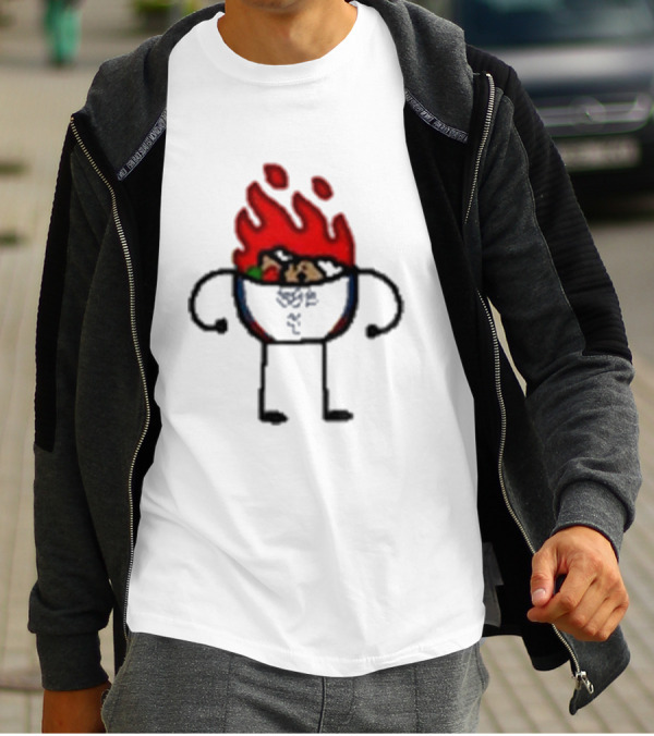Paint Hot Curry Animated Flame Bowl With Stick Figure Arms Legs T-Shirt
