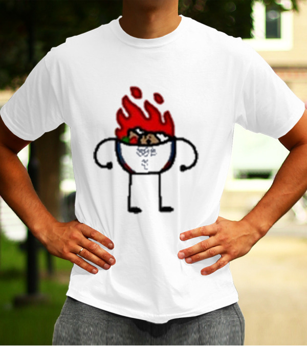 Paint Hot Curry Animated Flame Bowl With Stick Figure Arms Legs T-Shirt