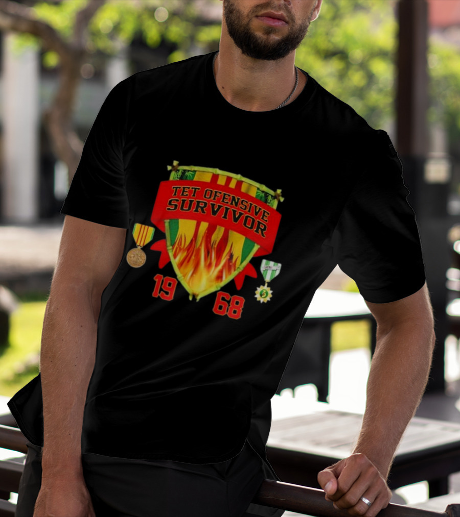 Tet Offensive Survivor 1968 Fire Shield Medals T-Shirt