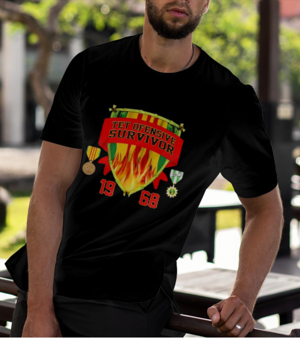 Tet Offensive Survivor 1968 Fire Shield Medals T-Shirt
