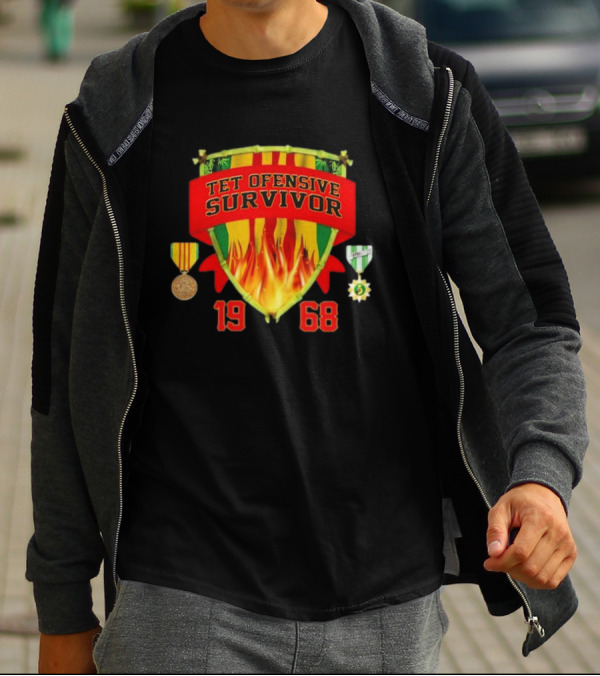 Tet Offensive Survivor 1968 Fire Shield Medals T-Shirt