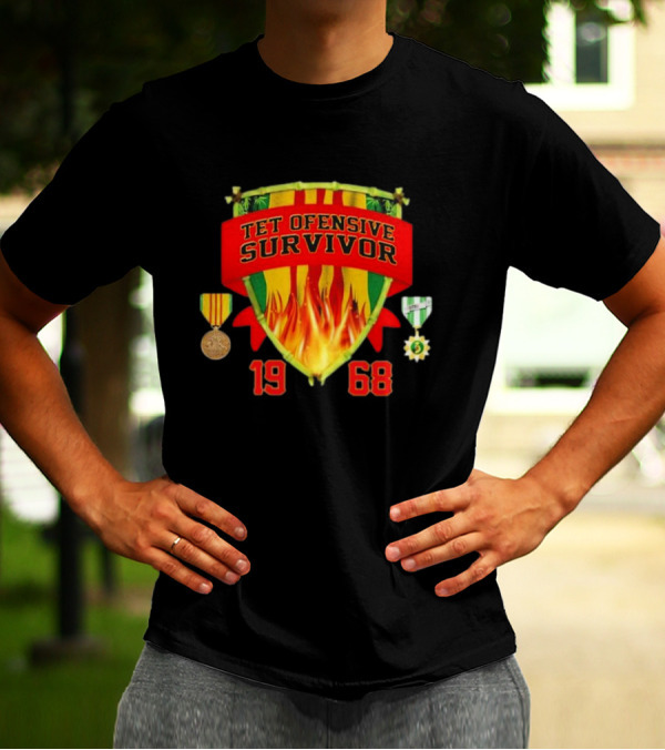Tet Offensive Survivor 1968 Fire Shield Medals T-Shirt