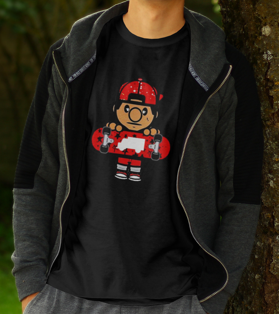 Trukfit Skate Cartoon Character With Red Skateboard And Cap T-Shirt