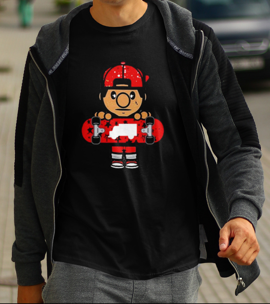 Trukfit Skate Cartoon Character With Red Skateboard And Cap T-Shirt