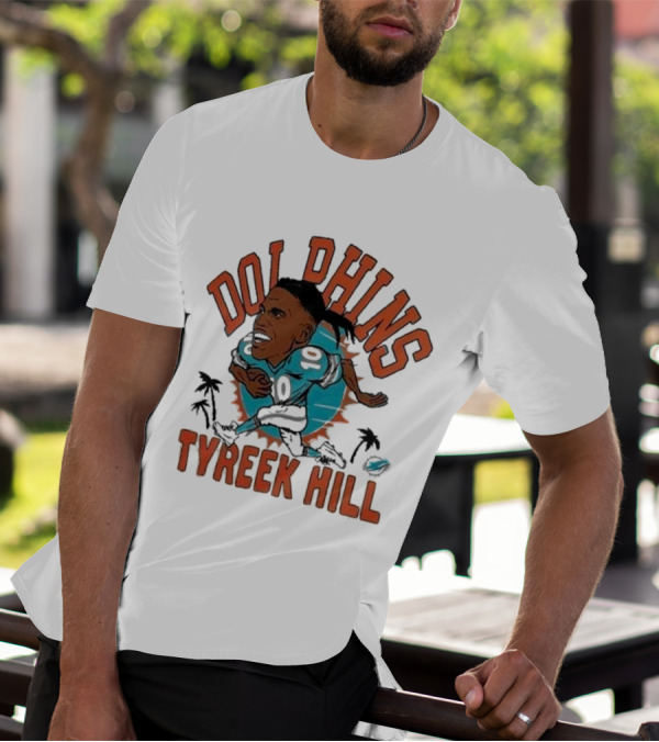 Dolphins Tyreek Hill Caricature Player Homage T-Shirt