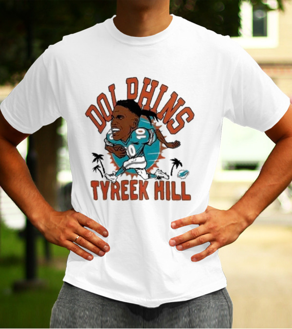 Dolphins Tyreek Hill Caricature Player Homage T-Shirt