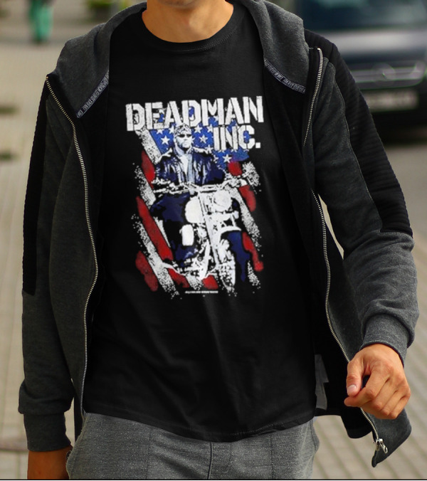 WWE Undertaker Deadman Inc American Flag Motorcycle Rider T-Shirt