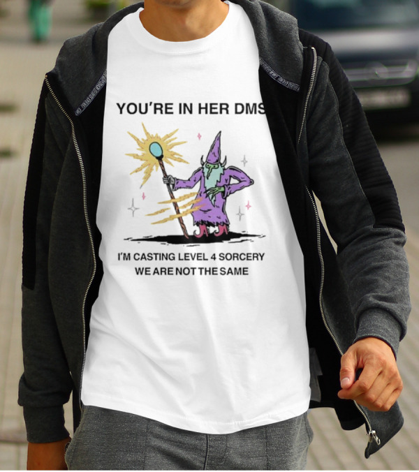 YOU’RE IN HER DMS I’M CASTING LEVEL 4 SORCERY WE ARE NOT THE SAME T-Shirt