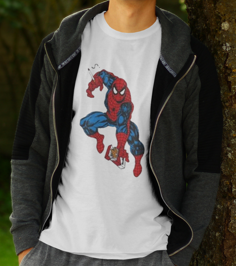 The Amazing Smokerman Comic Parody Smoking Jumping Hero T-Shirt