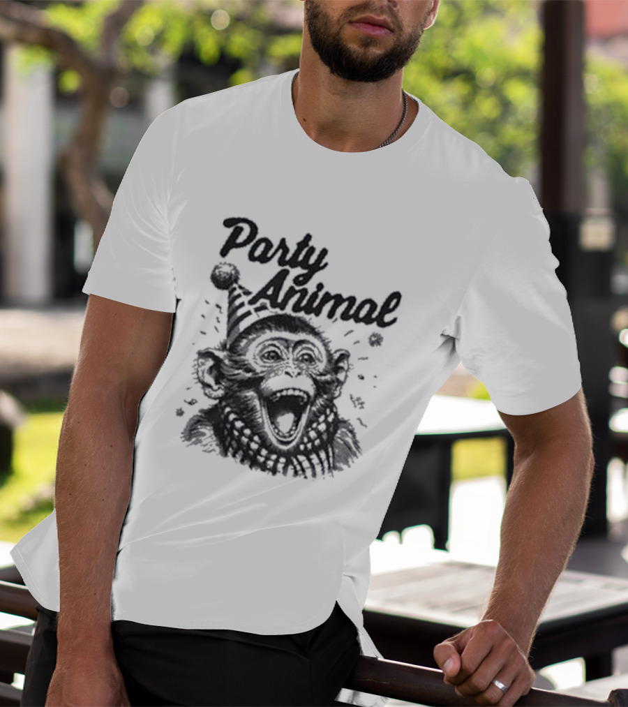 Party Animal Monkey Wearing Festive Hat T-Shirt