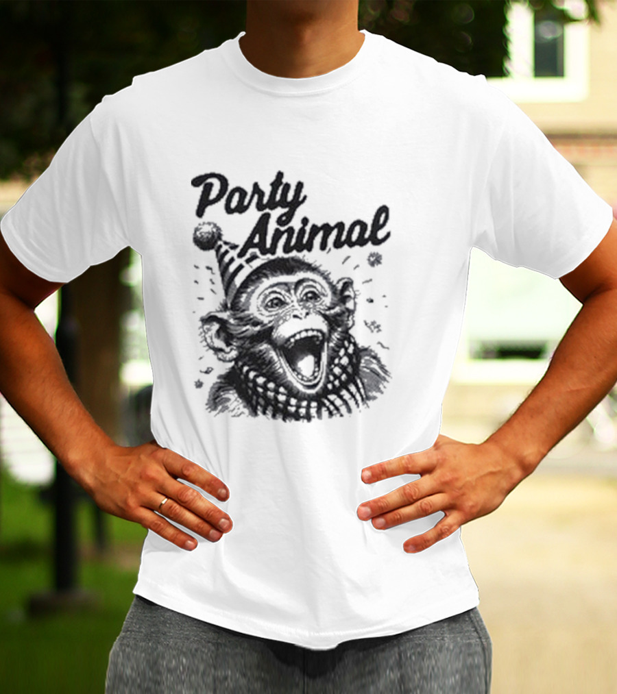 Party Animal Monkey Wearing Festive Hat T-Shirt