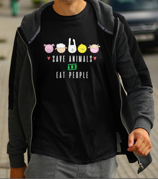 Save Animals And Eat People Cute Animal Faces T-Shirt