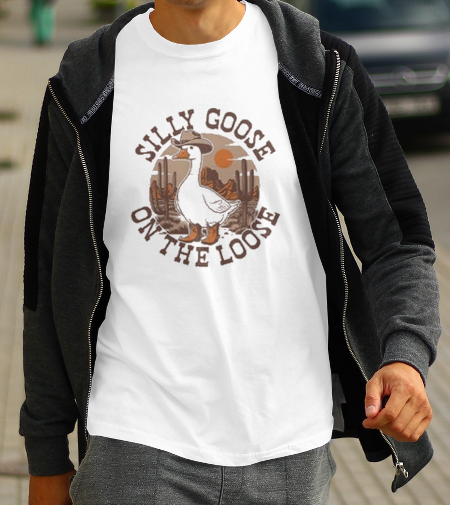 Silly Goose On The Loose Cowboy Desert Scene T-Shirt