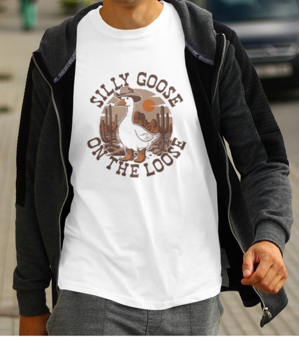 Silly Goose On The Loose Cowboy Desert Scene T-Shirt