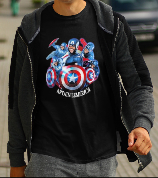 Captain Lemerica Superhero Parody Shield Characters T-Shirt
