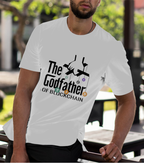 The Godfather Of Blockchain Puppeteer Design With Blockchain Symbols T-Shirt