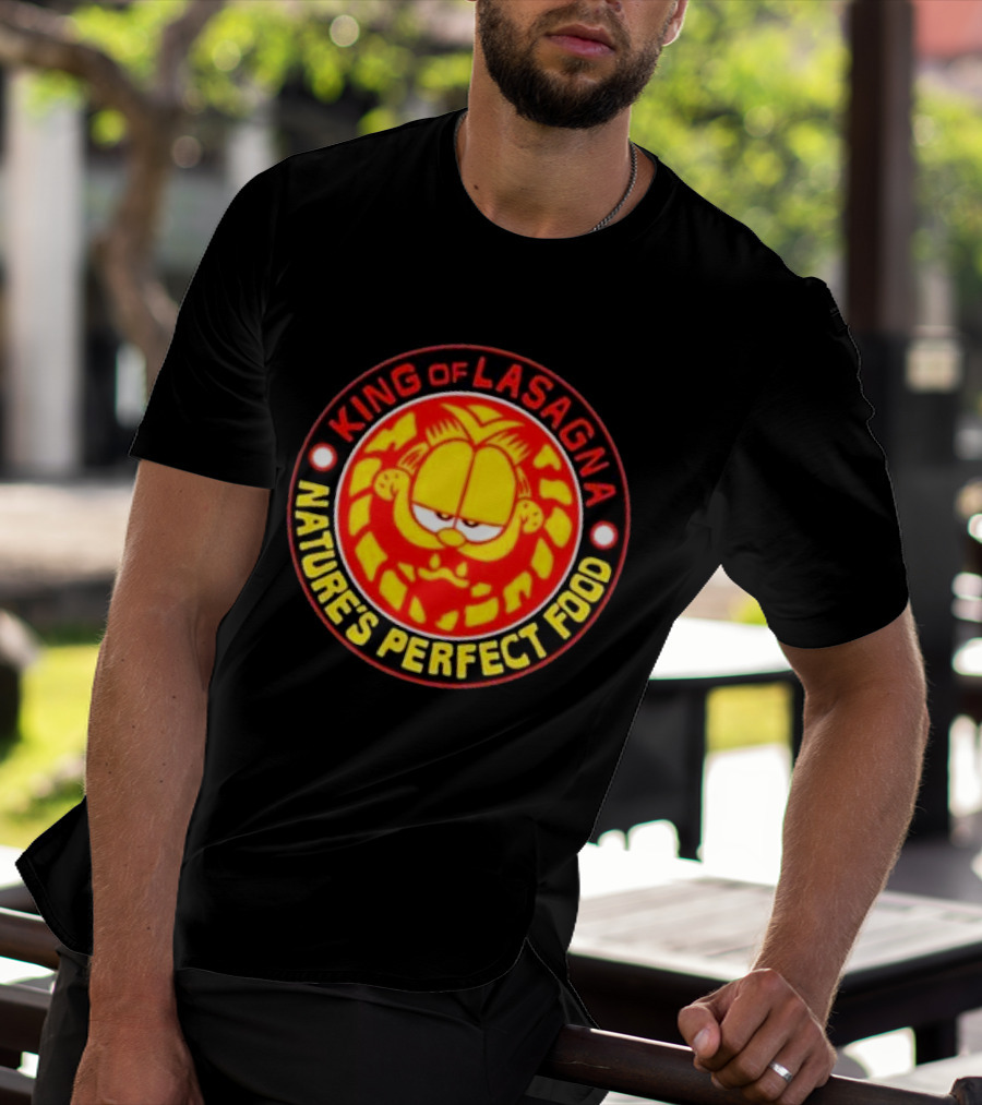 King Of Lasagna Nature's Perfect Food Garfield Emblem T-Shirt