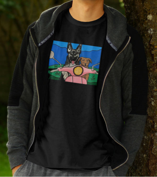 Pinkscooter Vespa Dogs Adventure T-Shirt
